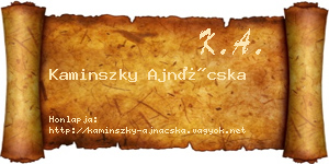 Kaminszky Ajnácska névjegykártya